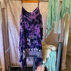 Purple Tie-Dye Fringe Dress